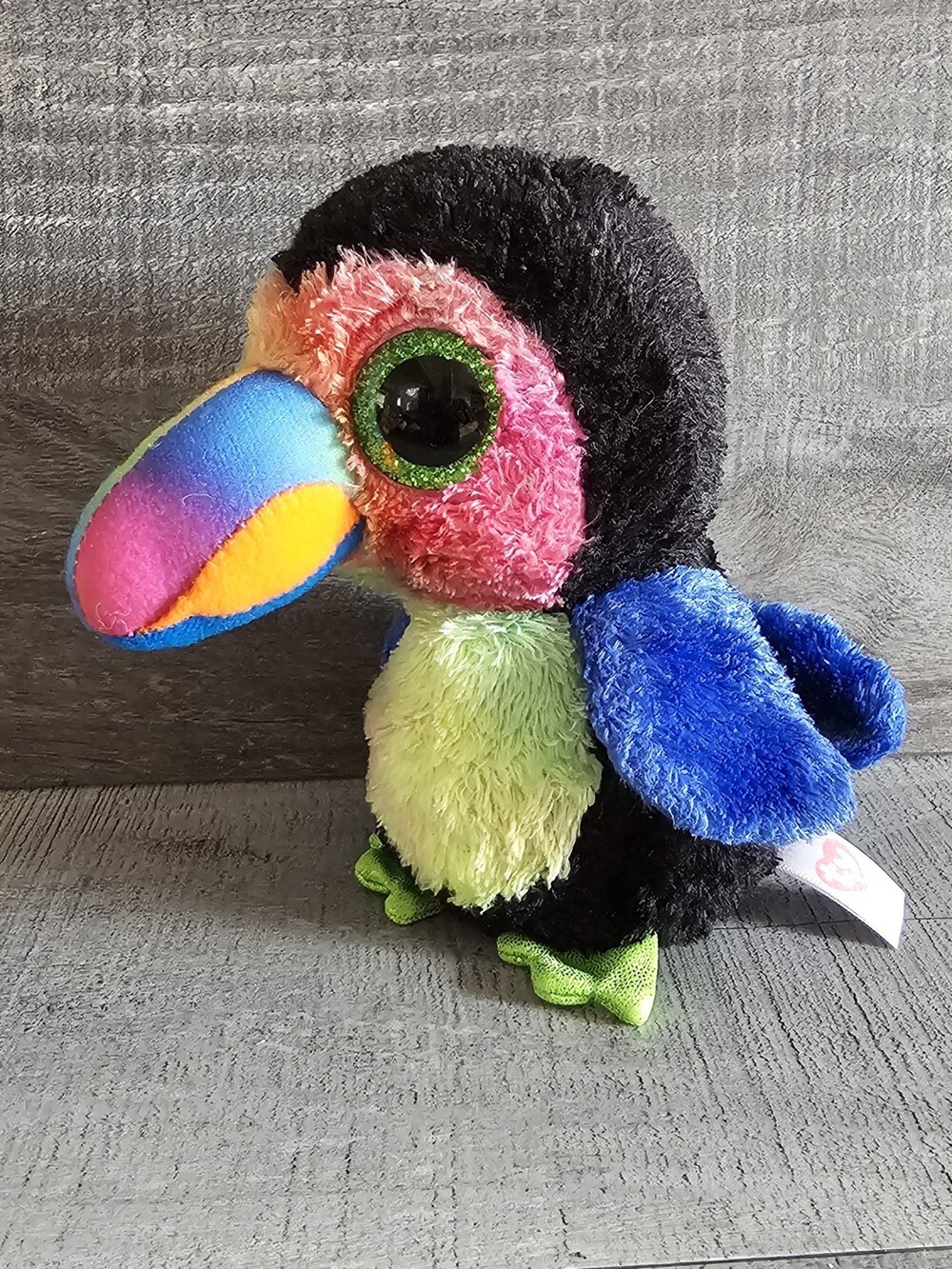 Ty Boo Silk Beaks Rainbow Toucan Plush Stuffed Animal Zoo Jungle Bird